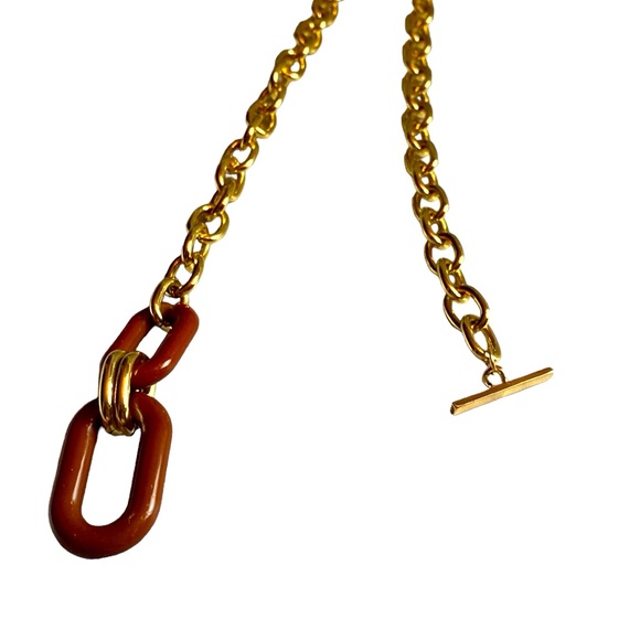 Geometric Layered Toggle Clasp Double Zero Shaped Pendant Choker Necklace - Picture 6 of 8